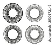 Circular spirograph patterns. Black lines. Geometric vector shapes. Abstract design.