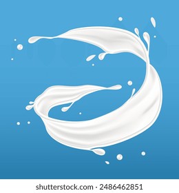 circular splash of milk. texture, milk and yogurt design elements.