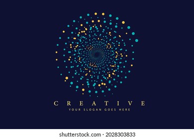 circular splattered logo vector abstract image of constellation Ursa Major in outer space