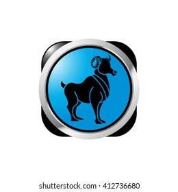circular & square Aries zodiac sign in blue & black