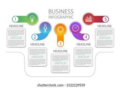 Circular and square-shaped elements with curved or oval angles. Visualization of business data. Infographic templates about business and strategy exposure for presentations, colorful and simple vector