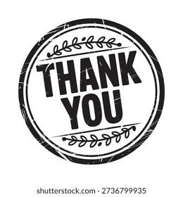 A circular stamp displaying the words thank you in bold lettering
