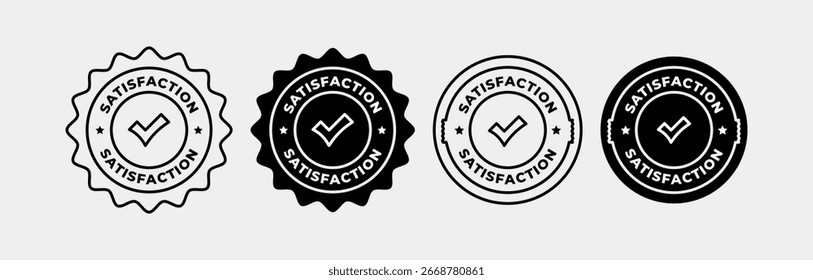 Circular stamps featuring check marks and the word satisfaction. Suitable for customer service