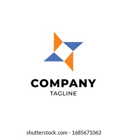 Circular Star Blue Orange Logo Template