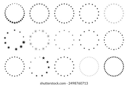 Circular star frames collection on a white background