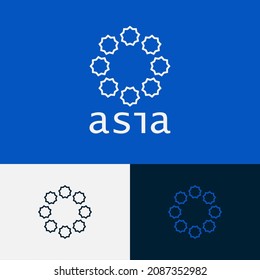 Circular star logo design concept. Geometric logomark illustration. Can representing peace, religion, orbit, planet, galaxy, tech.