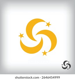 Circular star logo. Unique design identity. Geometric success flat logo template.