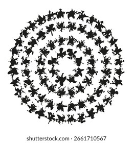 Circular star pattern. Concentric round shapes. Abstract cosmic Vector. Decorative geometric illustration. EPS 10.