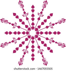 circular star shaped, decorative decal in feminine classical style 