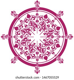 circular star shaped, decorative decal in feminine classical style 