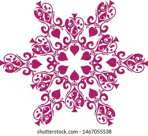 circular star shaped, decorative decal in feminine classical style 