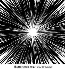 Circular starburst explosion texture. Distressed uneven grunge background. Abstract vector illustration. Overlay to create interesting effect and depth. Isolated on white background. EPS10.