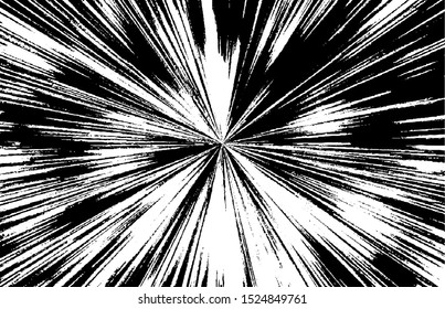 Circular starburst explosion texture. Distressed uneven grunge background. Abstract vector illustration. Overlay to create interesting effect and depth. Isolated on white background. EPS10.