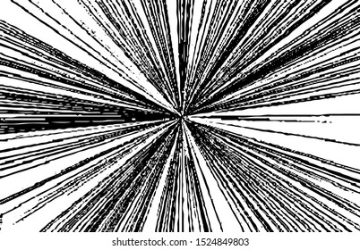 Circular starburst explosion texture. Distressed uneven grunge background. Abstract vector illustration. Overlay to create interesting effect and depth. Isolated on white background. EPS10.