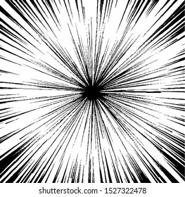 Circular starburst explosion texture. Distressed uneven grunge background. Abstract vector illustration. Overlay to create interesting effect and depth. Isolated on white background. EPS10.
