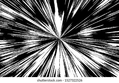 Circular starburst explosion texture. Distressed uneven grunge background. Abstract vector illustration. Overlay to create interesting effect and depth. Isolated on white background. EPS10.