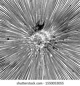 Circular starburst explosion texture. Distressed uneven grunge background. Abstract vector illustration. Overlay to create interesting effect and depth. Isolated on white background.