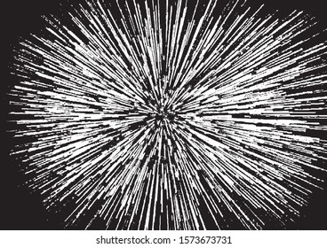 Circular starburst explosion texture. Distressed uneven grunge background. Abstract vector illustration. Overlay to create interesting effect and depth. Isolated on white background.EPS10.