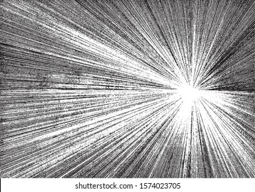 Circular starburst explosion texture. Distressed uneven grunge background. Abstract vector illustration. Overlay to create interesting effect and depth. Isolated on white background.EPS10.