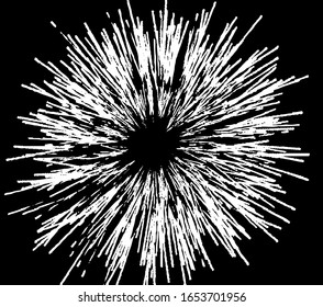 Circular starburst explosion texture. Distressed uneven grunge background. Abstract vector illustration. Overlay to create interesting effect and depth. Isolated on white background.