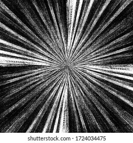 Circular starburst explosion texture. Distressed uneven grunge background. Abstract vector illustration. Overlay to create interesting effect and depth. Isolated on white background.