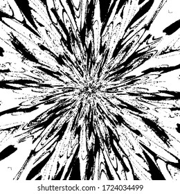 Circular starburst explosion texture. Distressed uneven grunge background. Abstract vector illustration. Overlay to create interesting effect and depth. Isolated on white background.