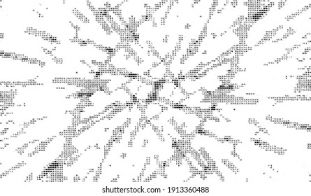 Circular starburst explosion texture. Distressed uneven grunge background. Abstract vector illustration. Overlay to create interesting effect and depth. Isolated on white background.