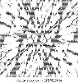 Circular starburst explosion texture. Distressed uneven grunge background. Abstract vector illustration. Overlay to create interesting effect and depth. Isolated on white background.