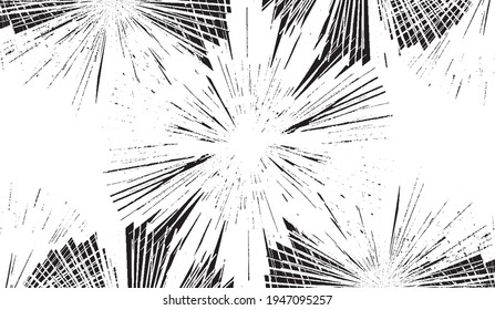 Circular starburst explosion texture. Distressed uneven grunge background. Abstract vector illustration. Overlay to create interesting effect and depth. Isolated on white background.