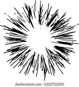 Circular starburst explosion texture. Distressed uneven grunge background. Abstract vector illustration. Overlay to create interesting effect and depth. Isolated on white background.EPS10.