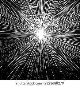 Zirkuläre Starburst-Explosionsstruktur. Unruhestifter ungleicher brüchiger Hintergrund. Abstrakte Vektorgrafik. Overlay, um interessante Wirkung und Tiefe zu erzeugen. Einzeln auf weißem Hintergrund.EPS10.