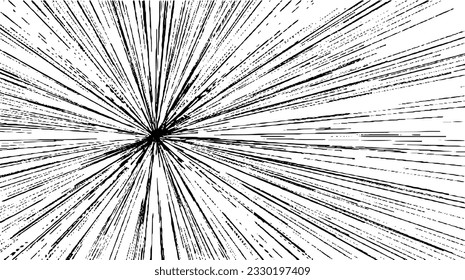 Circular starburst explosion texture. Distressed uneven grunge background. Abstract vector fireworks illustration. Overlay to create interesting effect and depth. Isolated on white background.