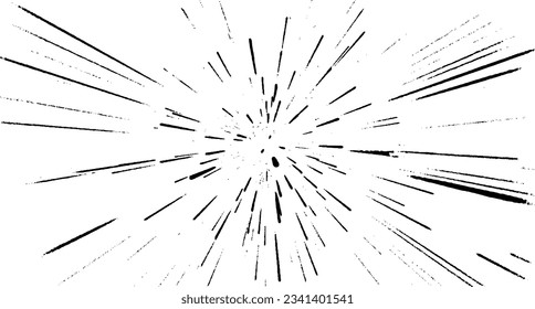 Circular starburst explosion texture. Distressed uneven grunge background. Abstract vector illustration. Overlay to create interesting effect and depth. Isolated on white background.