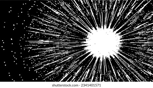 Circular starburst explosion texture. Distressed uneven grunge background. Abstract vector illustration. Overlay to create interesting effect and depth. Isolated on white background.