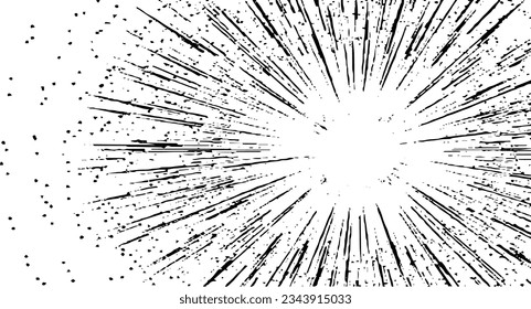Circular starburst explosion texture. Distressed uneven grunge background. Abstract vector illustration. Overlay to create interesting effect and depth. Isolated on white background.
