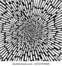 Circular starburst explosion texture. Distressed uneven grunge background. Abstract vector illustration. Overlay to create interesting effect and depth. Isolated on white background.