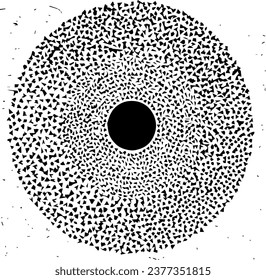 Textura de explosión de estallido circular. Antecedentes desiguales. Ilustración del vector abstracto. Superposición para crear un efecto interesante y profundidad. Aislado sobre fondo blanco.
