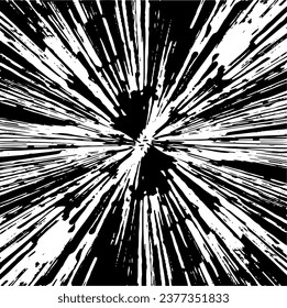 Circular starburst explosion texture. Distressed uneven grunge background. Abstract vector illustration. Overlay to create interesting effect and depth. Isolated on white background.