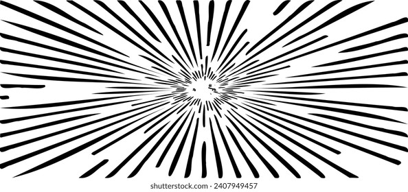 Circular starburst explosion texture. Distressed uneven grunge background. Abstract vector illustration. Overlay to create interesting effect and depth. Isolated on white background.