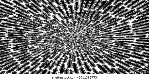 Circular starburst explosion texture. Distressed uneven grunge background. Abstract vector illustration. Overlay to create interesting effect and depth. Isolated on white background.