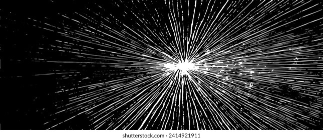 Circular starburst explosion texture. Distressed uneven grunge background. Abstract vector illustration. Overlay to create interesting effect and depth. Isolated on white background.