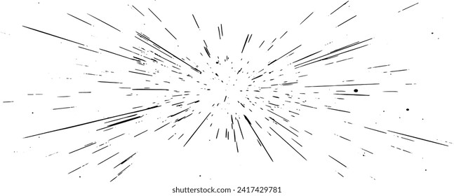 Circular starburst explosion texture. Distressed uneven grunge background. Abstract vector illustration. Overlay to create interesting effect and depth. Isolated on white background.