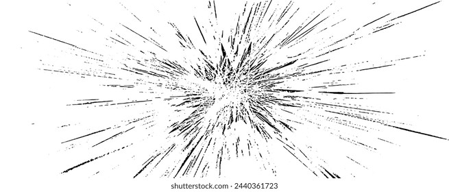 Textura de explosión de estallido circular. Fondo de grunge desigual angustiado. Ilustración abstracta del vector. Superposición para crear un efecto y una profundidad interesantes. Aislado sobre fondo blanco.