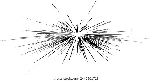 Circular starburst explosion texture. Distressed uneven grunge background. Abstract vector illustration. Overlay to create interesting effect and depth. Isolated on white background.