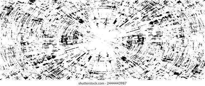 Kreislaufende Sternschnupfexplosion-Textur. Bedrückter unebener Grunge Hintergrund. Abstrakte Vektorillustration. Überlagern, um interessanten Effekt und Tiefe zu erzeugen. Isoliert auf weißem Hintergrund.
