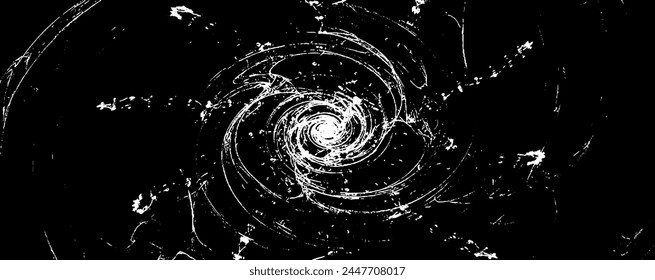 Kreislaufende Sternschnupfexplosion-Textur. Bedrückter unebener Grunge Hintergrund. Abstrakte Vektorillustration. Überlagern, um interessanten Effekt und Tiefe zu erzeugen. Isoliert auf weißem Hintergrund.