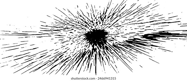 Circular starburst explosion texture. Distressed uneven grunge background. Abstract vector illustration. Overlay to create interesting effect and depth. Isolated on white background.