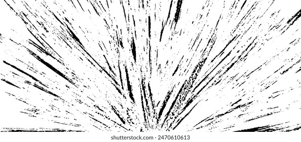 Circular starburst explosion texture. Distressed uneven grunge background. Abstract vector illustration. Overlay to create interesting effect and depth. Isolated on white background.