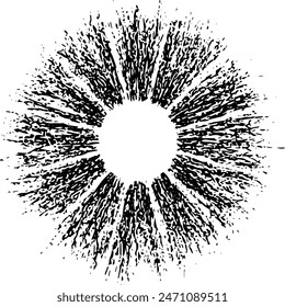 Circular starburst explosion texture. Distressed uneven grunge background. Abstract vector illustration. Overlay to create interesting effect and depth. Isolated on white background.