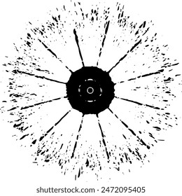 Kreislaufende Sternschnupfexplosion-Textur. Bedrückter unebener Grunge Hintergrund. Abstrakte Vektorillustration. Überlagern, um interessanten Effekt und Tiefe zu erzeugen. Isoliert auf weißem Hintergrund.